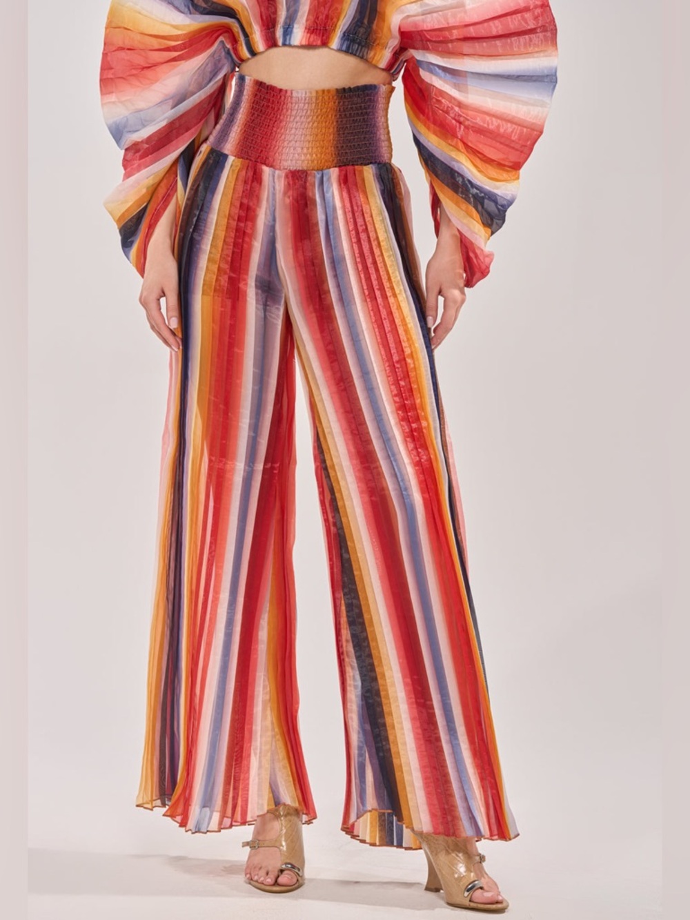 AKIRA Multicolor Striped Wide-Leg Pants - Red, Pink, Blue, Yellow